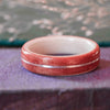 Women's Pink Ivory Wedding Band with Holly and Center Gold Inlay