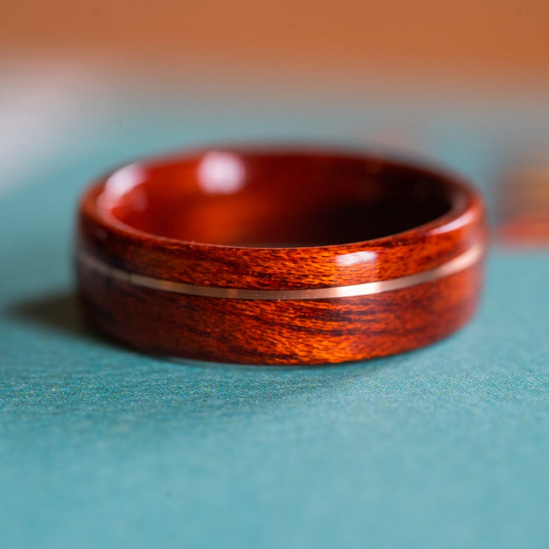Women's Bloodwood Wedding Band with Offset Gold Inlay