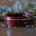 (In-Stock) Bloodwood with Offset Silver Inlay- Size 6.5/6 mm Wide