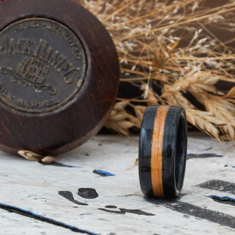 (In-Stock) Whiskey Double - Weathered Jameson w/ Natural Jameson Inlay - Size 8.75/8 mmWide