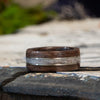 (In-Stock) Antique Walnut w/Elk and Double Silver Inlay - Size 11 /9mm Wide