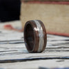 (In-Stock) Antique Walnut w/Elk and Double Silver Inlay - Size 9.25/8mm Wide