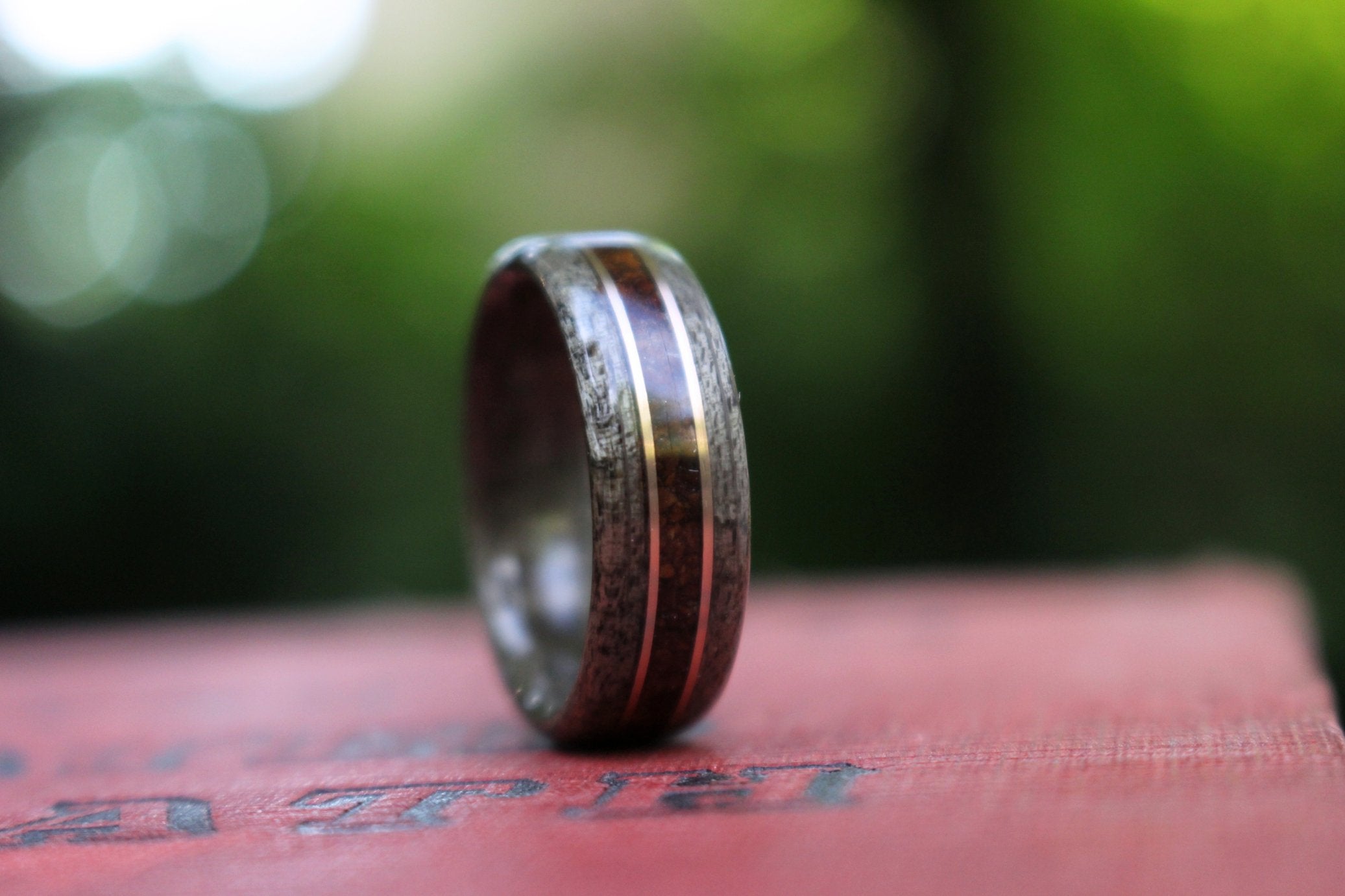 (In-Stock) Weathered Maple & Coffee w/Dual Bronze - Size 8.75/8mm Wide