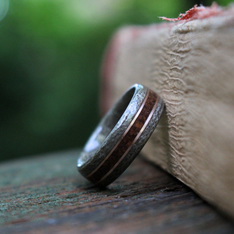 (In-Stock) Weathered Maple & Coffee w/Dual Bronze - Size 8.75/8mm Wide