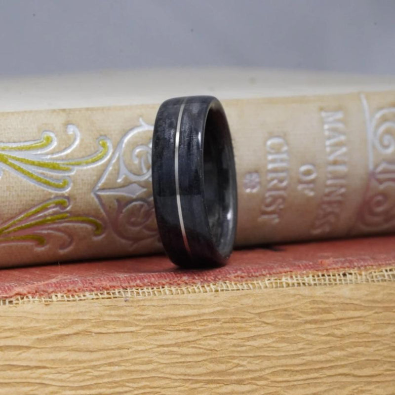 (In-Stock) Weathered Wild Turkey Whiskey Barrel w/Centered Silver Inlay - Size 12.75/9 mm Wide