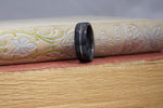 (In-Stock) Weathered Buffalo Trace Whiskey Barrel w/Centered Silver Inlay - Size 12/7 mm Wide