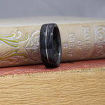 (In-Stock) Weathered Buffalo Trace Whiskey Barrel w/Centered Silver Inlay - Size 13.5/9 mm Wide