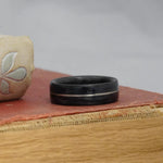 (In-Stock) Weathered Buffalo Trace Whiskey Barrel w/Centered Silver Inlay - Size 13.5/9 mm Wide