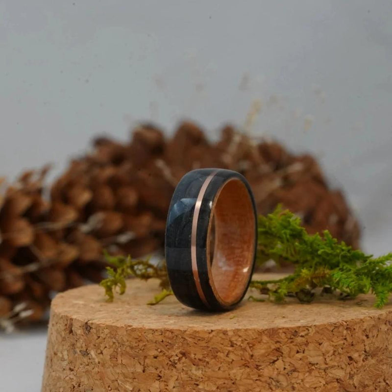 (In-Stock) Weathered Wild Turkey /Natural Black Cherry Liner w/Copper Inlay - Size 9/8 mm Wide