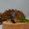 (In-Stock) Weathered Buffalo Trace Whiskey Barrel/Natural Black Cherry Liner w/ Bronze Inlay - Size 10/9 mm Wide