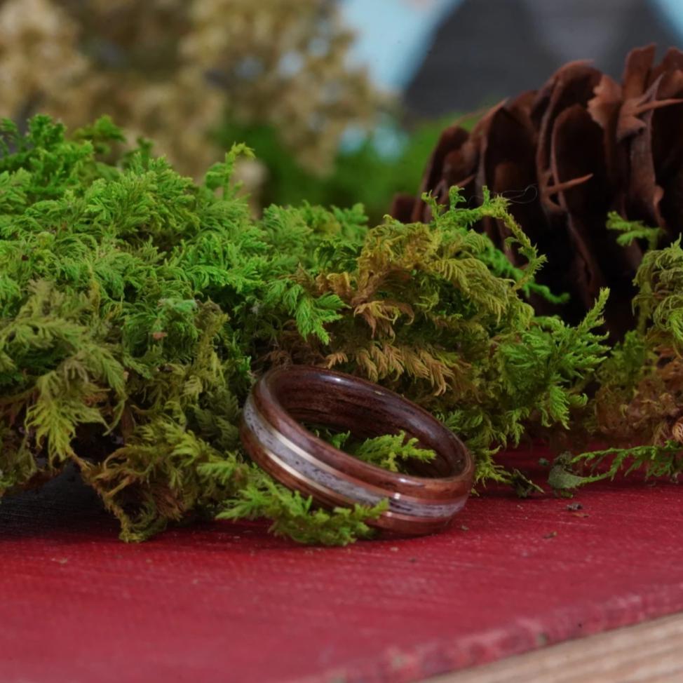 (In-Stock) M1 Garand Walnut and 1903 Springfield Liner w/Elk and Double White Gold - Size 7.75/5.5mm Wide
