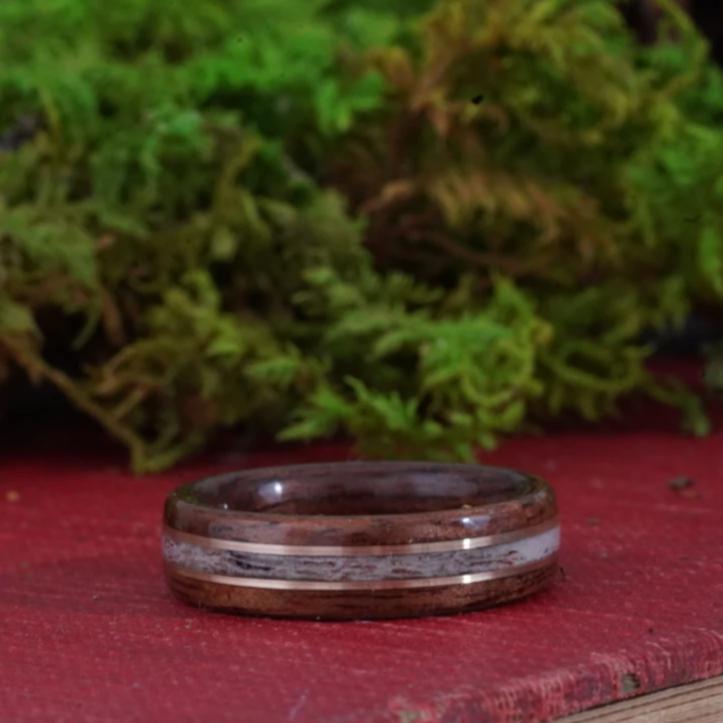 (In-Stock) M1 Garand Walnut and 1903 Springfield Liner w/Elk and Double White Gold - Size 7.75/5.5mm Wide