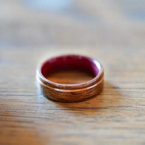 (In-Stock) Purple Heart & WWII Rifle w/Rose Gold - Size 6/6mm Wide