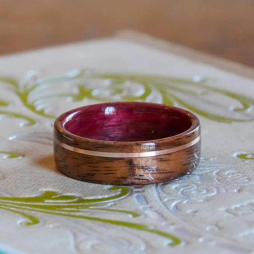(In-Stock) Purple Heart & WWII Rifle w/Rose Gold - Size 8.5/9mm Wide