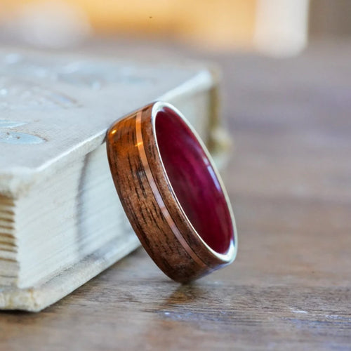 (In-Stock) Purple Heart & WWII Rifle w/Rose Gold - Size 8/7mm Wide