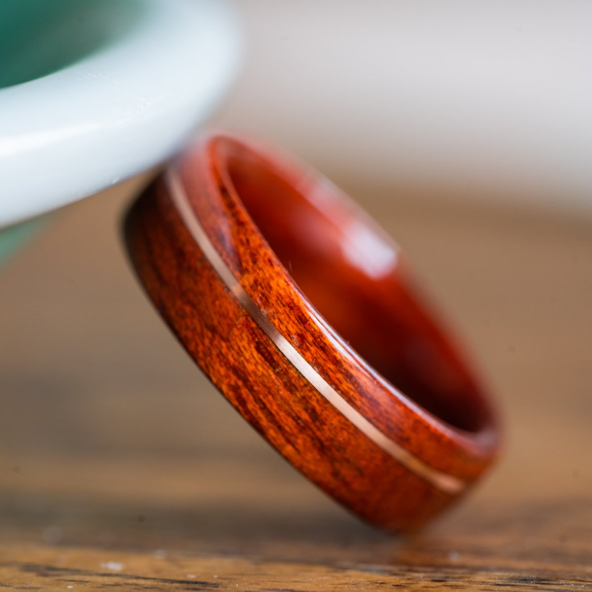 Women's Bloodwood Wedding Band with Offset Gold Inlay
