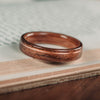 (In-Stock) USS North Carolina Teak & Whiskey - Jack Daniel's w/Offset Rose Gold Inlay - Size 13.25/5.5 mm Wide