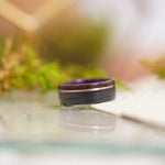 (In-Stock) Weathered Maker's Mark and Purple Heart Liner w/Offset Rose Gold & Coffee Edge - Size 7.5/8mm Wide