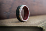 (In-Stock) Weathered Maker's Mark & Bloodwood Liner w/ Elk Edge & Offset Bronze  - Size 7.5/8mm Wide
