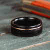 (In-Stock) Weathered Maker's Mark Whiskey Barrel w/Offset Rose Gold - Size 10.5/9 mm Wide