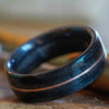 (In-Stock) Weathered Maker's Mark Whiskey Barrel w/Centered Rose Gold - Size 9.5/9 mm Wide