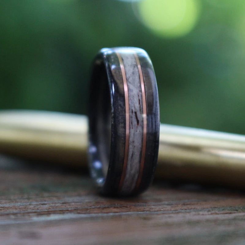 (In-Stock) Weathered Jameson & Elk w/Double Rose Gold - Size 12/9 mm Wide
