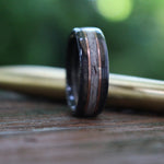 (In-Stock) Weathered Maker's Mark & Elk w/Double Rose Gold - Size 7.5/7 mm Wide