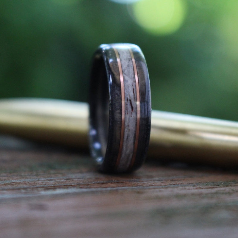 (In-Stock) Weathered Jim Beam & Elk w/Double Rose Gold - Size 14.5/7 mm Wide