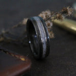 (In-Stock) Weathered Jack Daniel's & Elk w/Double White Gold - Size 8.75/8 mm Wide