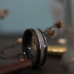 (In-Stock) Weathered Jack Daniel's & Elk w/Double White  Gold - Size 10.75 / 9 mm Wide