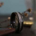 (In-Stock) Weathered Jack Daniel's & Elk w/Double White  Gold - Size 11.5/9 mm Wide
