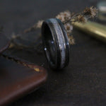 (In-Stock) Weathered Jack Daniel's & Elk w/Double White  Gold - Size 10.75 / 9 mm Wide