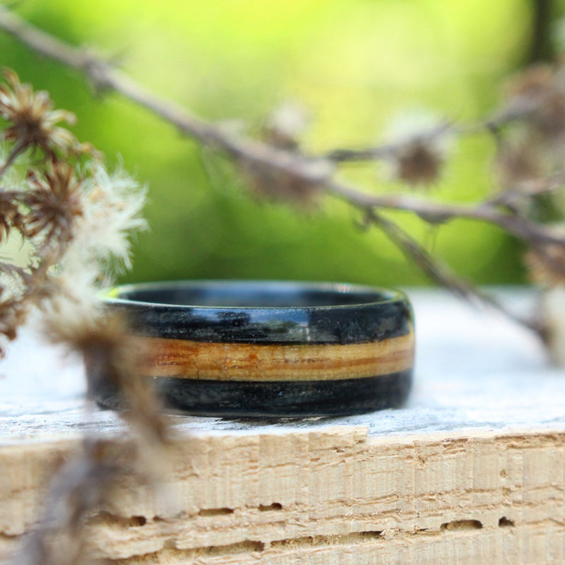 (In-Stock) Whiskey Double - Weathered Buffalo Trace w/ Natural Buffalo Trace Inlay  8/9mm Wide