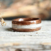 In-Stock Ring - (In-Stock) Antique Walnut W/Elk And Double Rose Gold - Size 6.5/5.5 Mm Wide