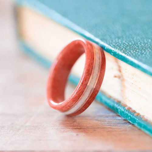 (In-Stock) Pink Ivory w/Elk and Double Rose Gold - Size 7.5/7 mm Wide
