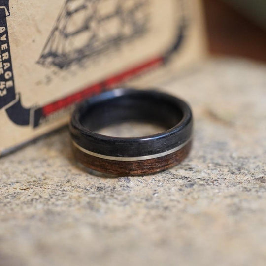 (In Stock) M1 Garand, Weathered Jameson Liner & Edge with Offset White Gold  Size 7.5/7mm