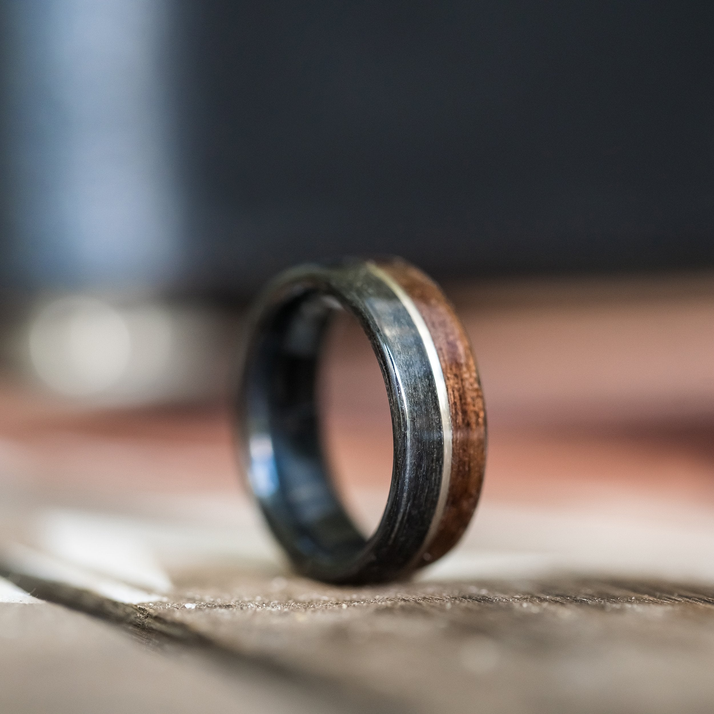 (In Stock) M1 Garand, Weathered Jameson Liner & Edge with Offset White Gold  Size 7.5/7mm