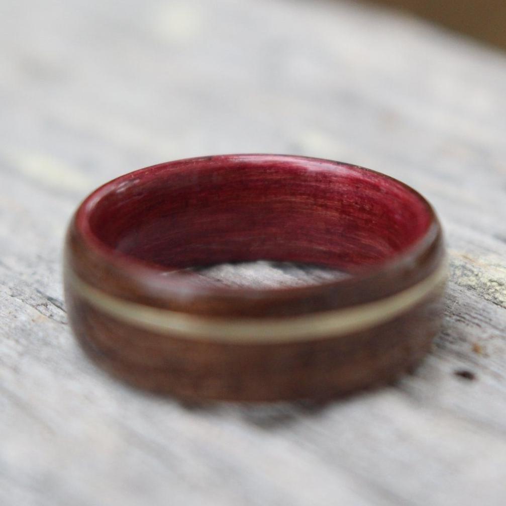Rings - Purple Heart Wood, M1 Garand WWII Rifle Walnut, And Gold Ring - Support Our Veterans