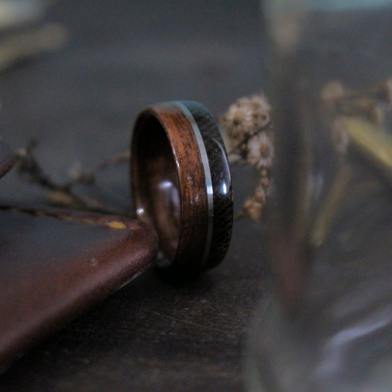 Rings - Springfield 1903 Rifle Stock Wood Wedding Ring With Wool And Silver