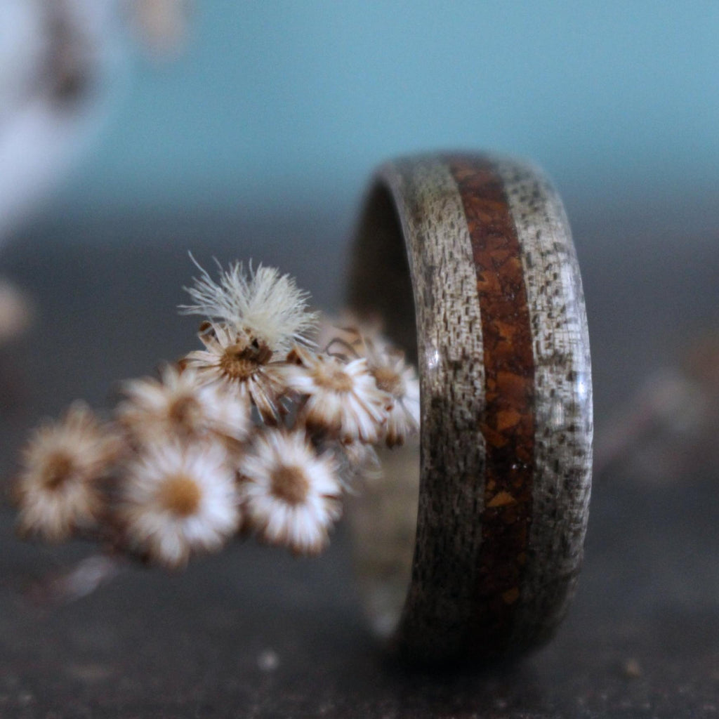 Rings - Weathered Maple Wood Wedding Ring With 1950s Coffee Inlay