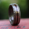 Rings - Weathered Maple Wood Wedding Ring With 1950s Coffee Inlay And Dual Bronze Inlays