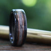 Rings - Weathered Whiskey Barrel Wood Wedding Ring With Elk Antler And Double Gold Inlays