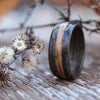 Rings - Whiskey Double Ring - Weathered Whiskey Barrel With Natural Inlay