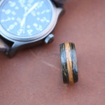 Rings - Whiskey Double Ring - Weathered Whiskey Barrel With Natural Inlay