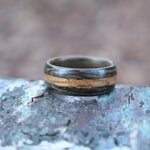 Rings - Whiskey Double Ring - Weathered Whiskey Barrel With Natural Inlay