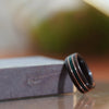 In Stock) Scots-Irish Tartan Ring -  Rosewood with Blackwatch Tartan & Dual Rose Gold Inlays  Size 9.5/9mm