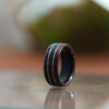 In Stock) Scots-Irish Tartan Ring -  Rosewood with Blackwatch Tartan & Dual Rose Gold Inlays  Size 9.5/9mm