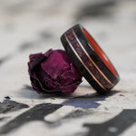 (In Stock) Rosewood & Pink Ivory w/Crushed Roses & Rose Gold Inlays  Size 6.5/5.5mm