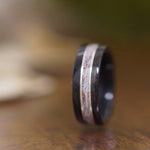 (In-Stock) Weathered Jack Daniel's & Elk w/Double Silver Inlay - Size 9.5/8 mm Wide