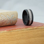 (In-Stock) Weathered Jack Daniel's & Elk w/Double White Gold - Size 8.5/8 mm Wide